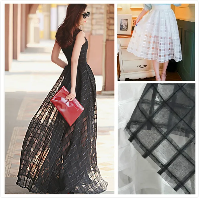 Eugen пряжа жаккард вышитые клетчатая ткань черно-белые квадраты платье юбка