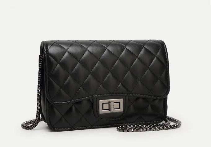 Yuhua, новые сумки, модная трендовая сумка-мессенджер, одно плечо ретро лоскут, алмазная цепочка женская сумка - Цвет: Black small