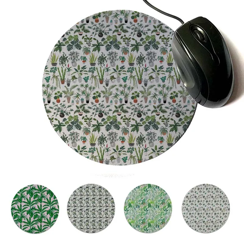MaiYaCa 2018 New Plants and Pots Pattern Customized laptop Gaming Lockedge mouse pad 220x220mm Round Mouse Pad
