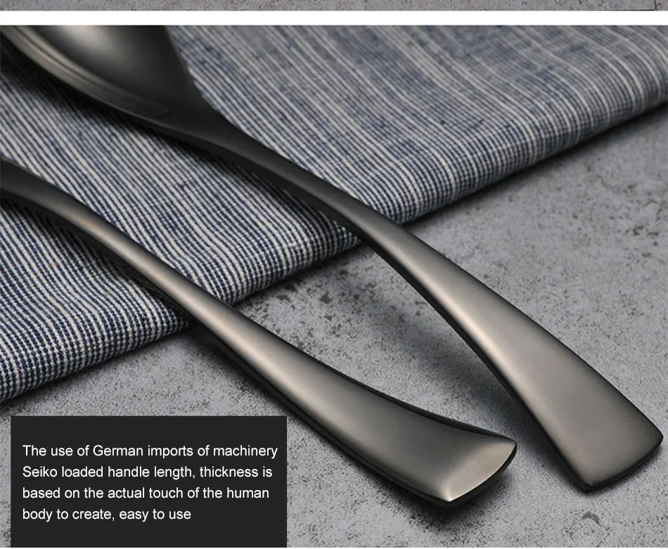 Luxury Black Cutlery Set Stainless Steel Western Food Tableware Sets Fork Steak Knife TeaSpoon Dinner Dinnerware Set 4pcs 5pcs (6)