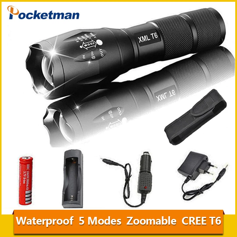 

2018 HOT High Power 5 Modes LED Flashlight CREE XM-T6 3800lm flash light Torch Zoomable Lantern Tactical For 18650 or 3xAAA z93