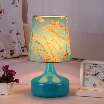 

Glass Desk Lamp Mediterranean Style Cloth Art Table Lamp Living Room Bedside Desk Lamp In Studio Bedroom