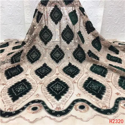 HFX Новое поступление блестки кружева ткани Африканский нигерийский Тюль бархатная ткань для свадебного платья с блестками H2320 - Цвет: as picture