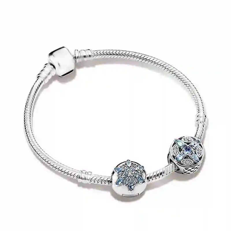 

Kristie 100% 925 Sterling Silver ZT0165 Ice Crystal Winter Stars Snowflake Strings Bracelet Set Original Women Jewelry Collectio