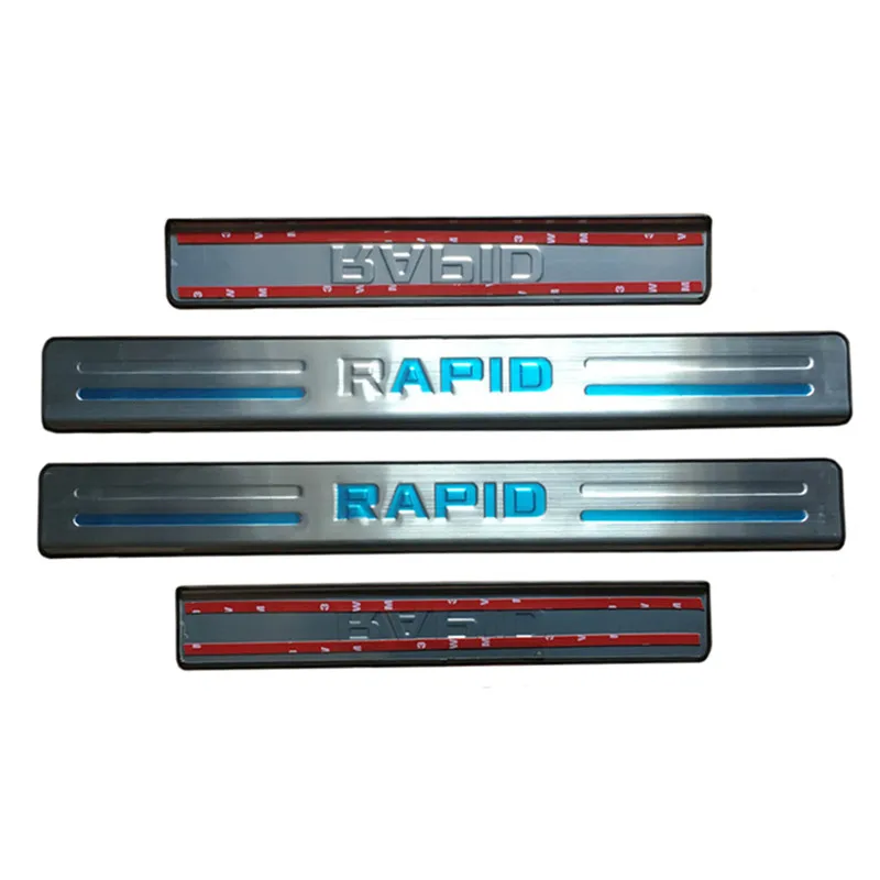 

High quality stainless steel Scuff Plate/Door Sill Protector Sticker Car Styling For 2013-2018 Skoda Rapid