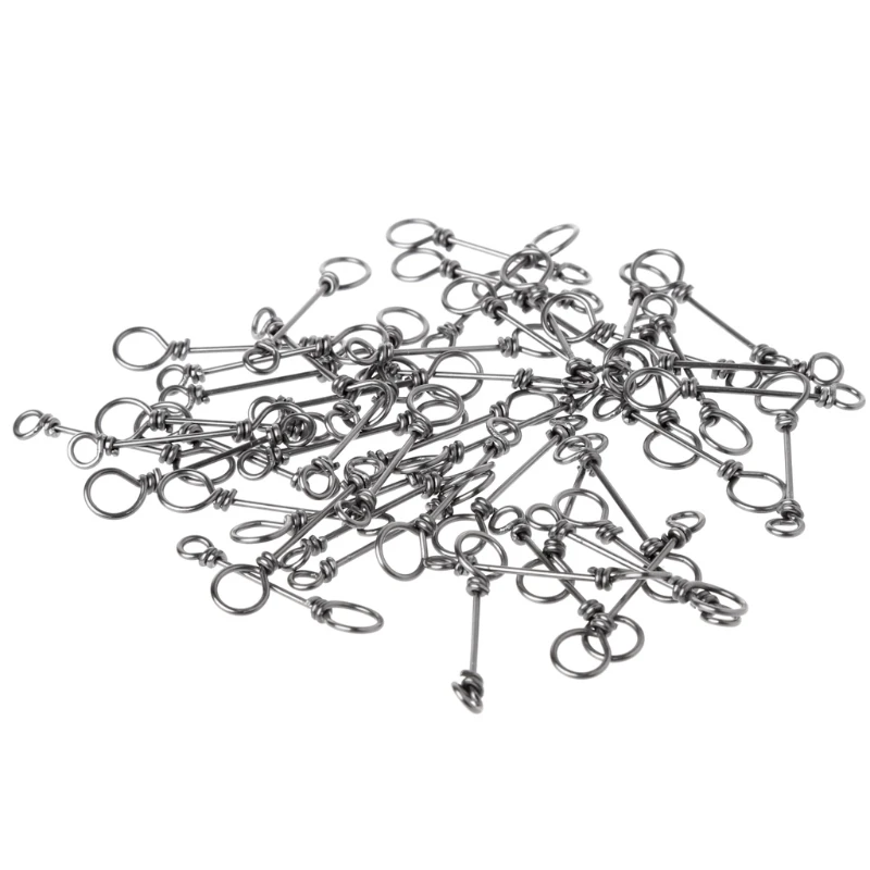 

50Pcs/Bag Fishing Pin Locking Hooks Baits Connector Accessories Stainless Steel high quality