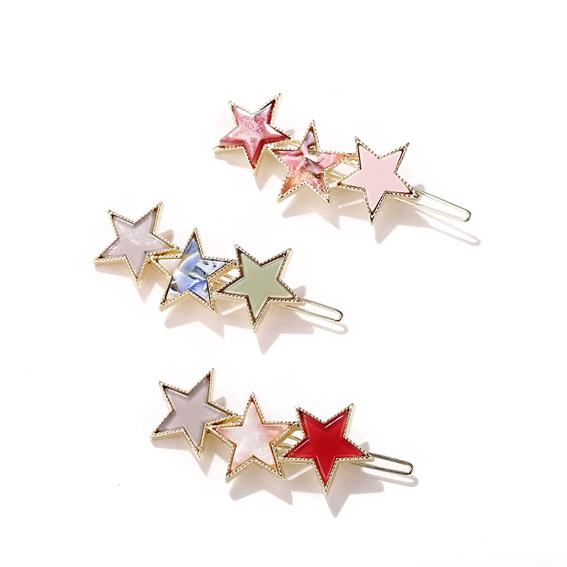 

New creative color five-pointed star hairpin duckbill clip children hairpin girl head jewelry party hairpin hairpin VH019