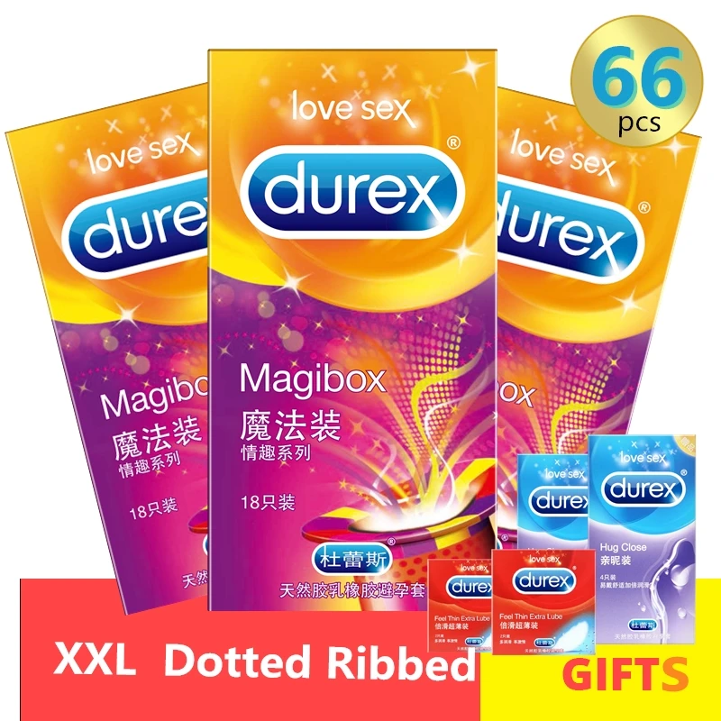 Презервативы Durex Magibox XXL большого размера 56 мм ребристые презервативы в горошек с