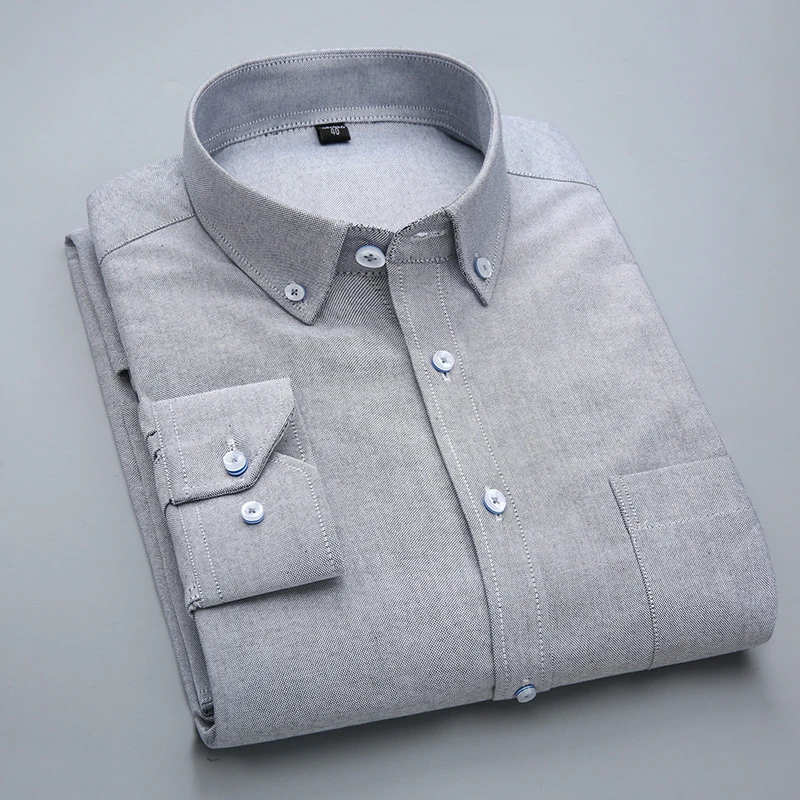 

Seenimoe Mens Spring Autumn Brand Dress Shirts S-4XL Cotton Solid Color Shirt Men Slim Fit Full Sleeve Smart Casual Shirts