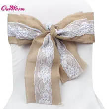 100 шт 275x15 см кружева брезентовые чехлы на стулья крышка мешочный джут льняной деревенский галстук бант для свадьбы или «нулевого дня рождения» вечерние украшения