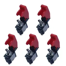 Interruptor de palanca basculante de cubierta roja para coche, camión, barco, profesional, oferta de accesorios automotrices, 12V, 20A, 2 pines, support, 5 uds.
