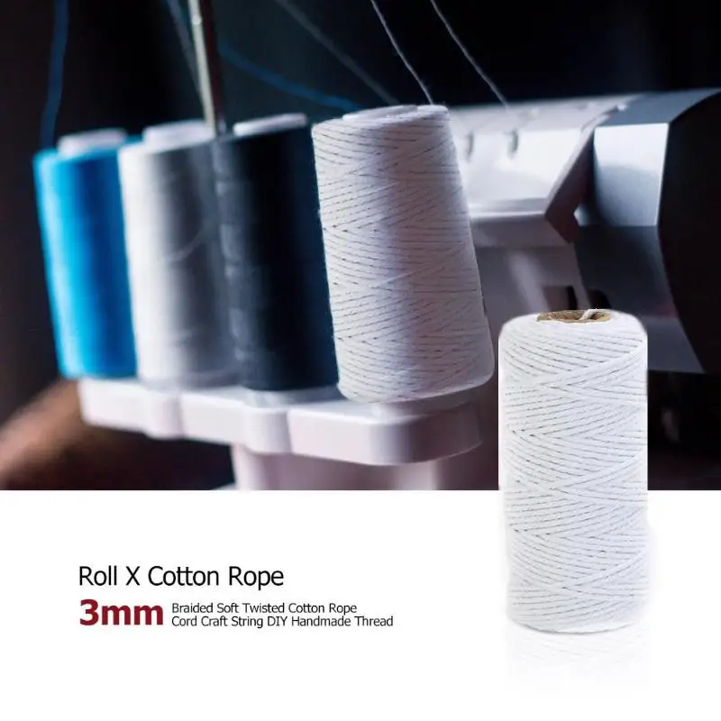 

Durable 200m White Cotton Cord Natural Twisted Cord Rope Craft String DIY Handmade Home Decorative Supply