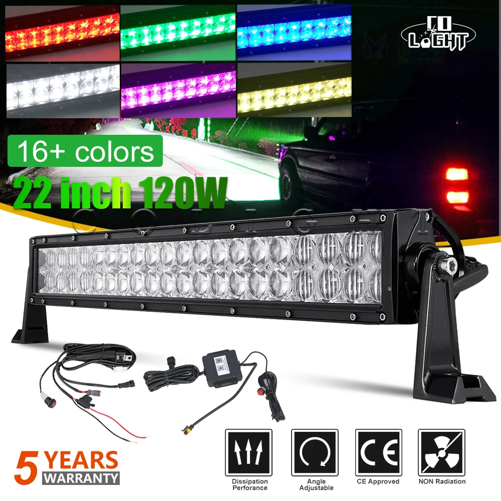 

CO LIGHT RGB Led light Bar 22''5D 120W Auto Work Light Bar Led Beams for Offroad Lada Niva Truck 4x4 4WD ATV SUV 12V 24V Led Bar