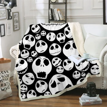 

Skull Expression Print Sherpa Blanket Couch Quilt Cover Travel Youth Bedding Outlet Velvet Plush Throw Fleece Blanket Bedspread