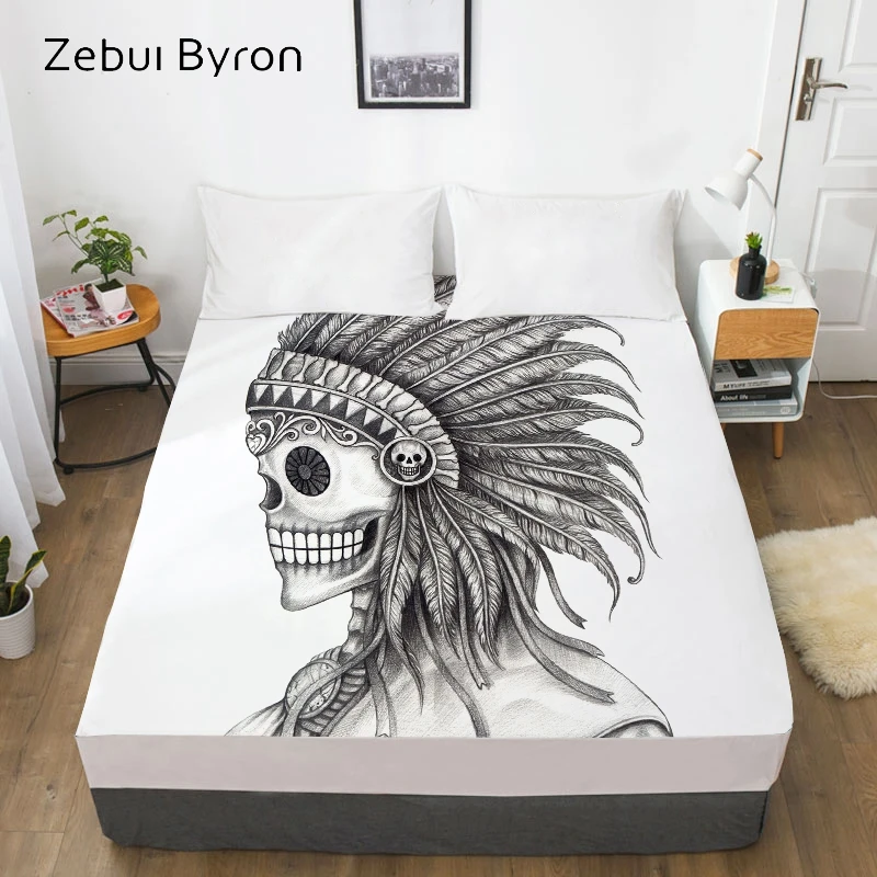 Drap Housse Imprime 3d Hd Drap De Lit Avec Double Complet Queen King Personnalise Housse De Matelas Avec Crane Indien 150 180 160x200 Aliexpress