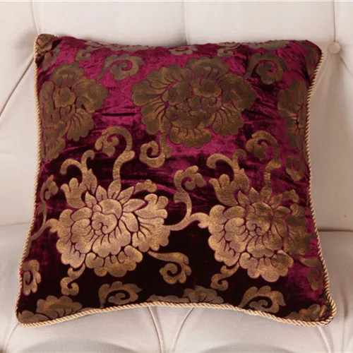 Модная Высококачественная Роскошная бархатная мягкая бронзовая подушка в виде цветка, домашний декор для дивана, стула, наволочка 30 45 см P - Цвет: Burgundy Purple