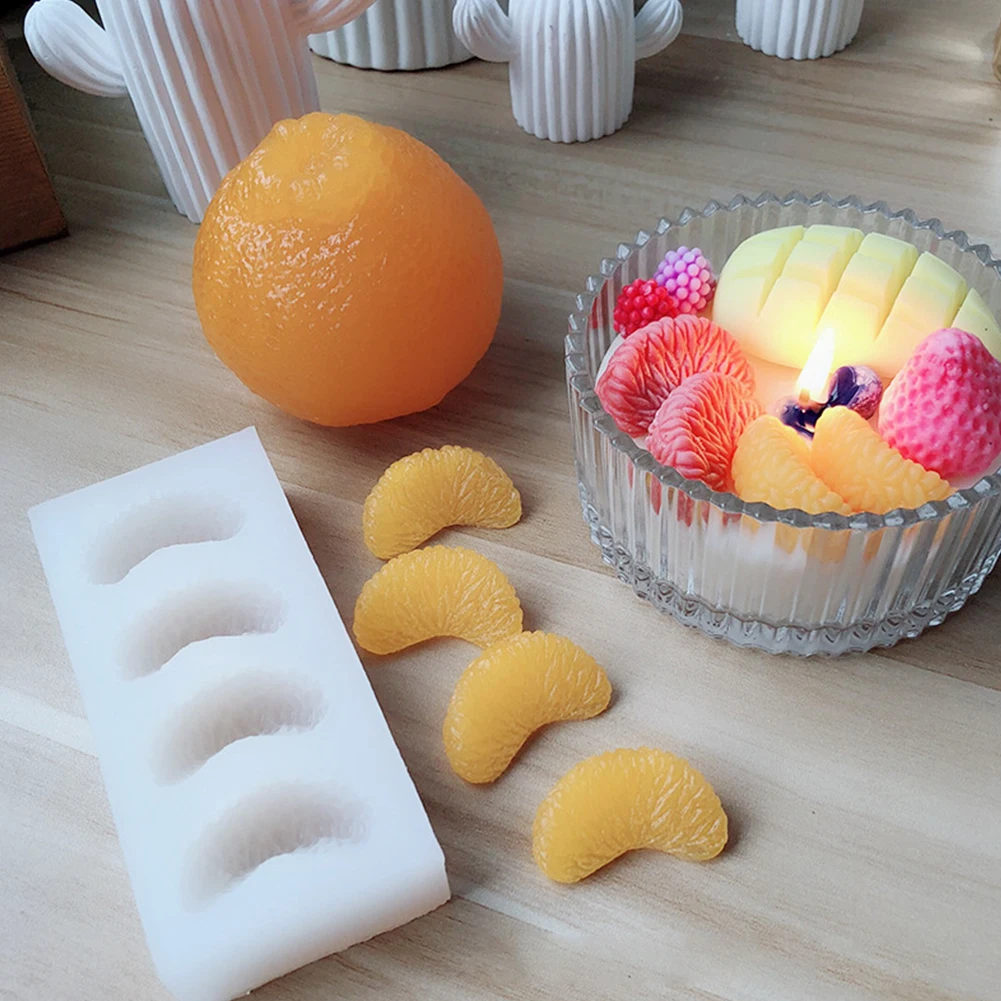 DIY фруктовый торт Ароматерапия Свеча Форма 4 отверстия мульти-режим полукруглые оранжевые формы в виде лепестков ручной работы мыло масло форма для изготовления мыла силикон