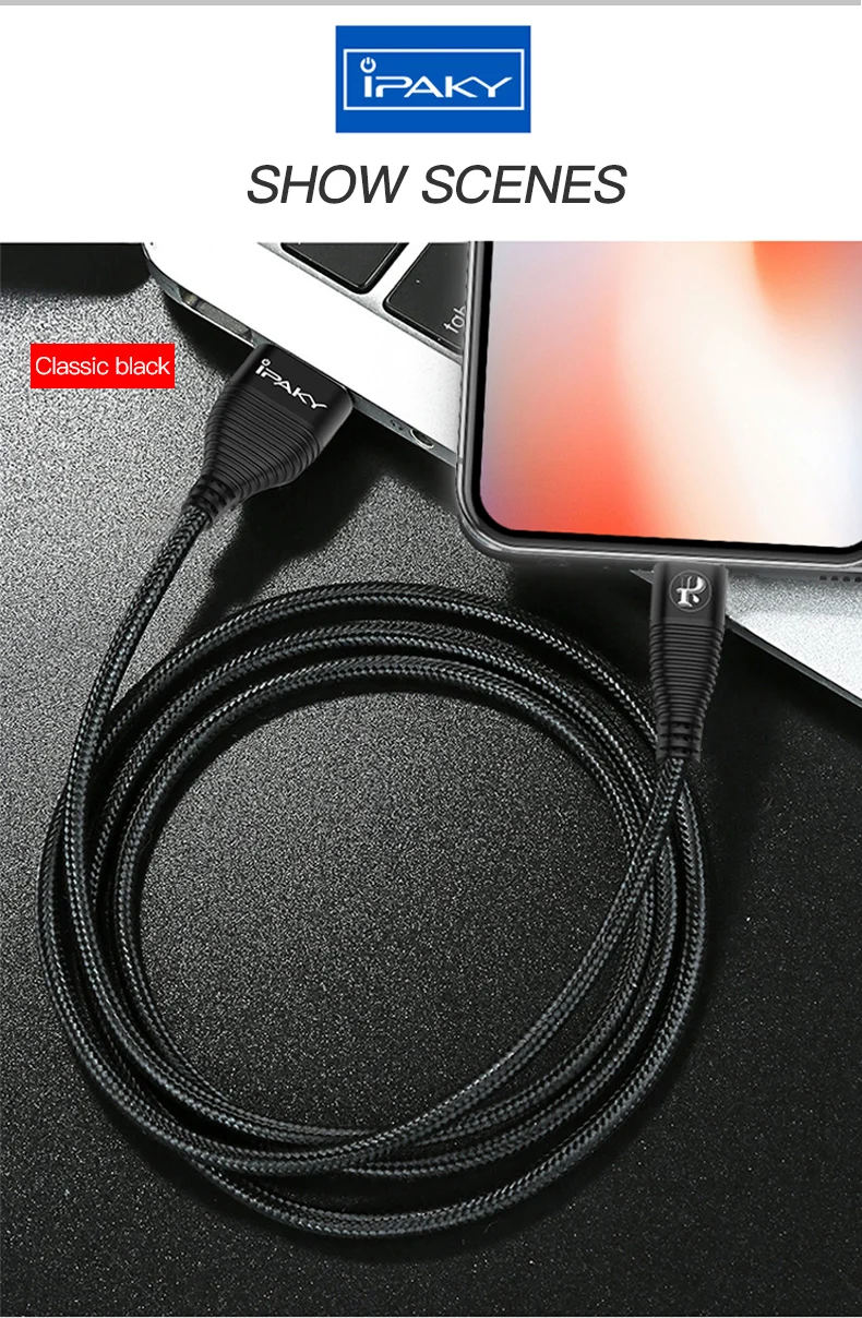 IPAKY USB Cable for iPhone x Charger Charging Cable for iPhone 8 7 6 6s plus USB Data Cable Phone Cord Adapter