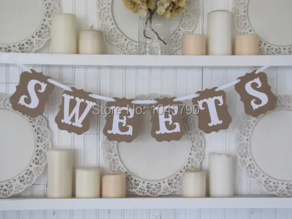 

Free Shipping 1 X SWEETS Garland Wedding Bunting Banner Birthday Decoration Party Supplies Photo Prop