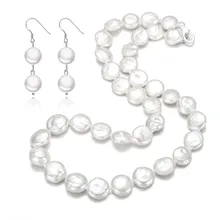 SNH AA 12 мм Ожерелье из жемчужных монет и серьги стерлингового серебра 925 пробы натуральный культивированный пресноводный жемчуг ювелирные наборы