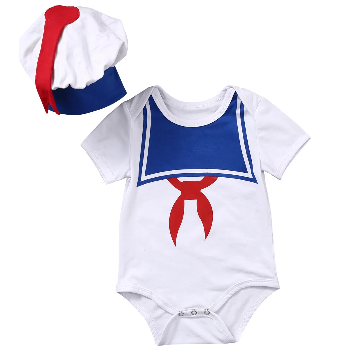 2pcs Newborn Baby Boys Girls Clothes Cute Short Sleeve Navy Romper Jumpsuit Sun suit+ Hat Baby Sailor Outfits Set Baby Romper
