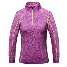 Ladies 1/4 Zip Up Pullover Quick Dry Wicking Long Sleeve Outdoor T-Shirt Women Breathable Sport Fishing Climbing Hiking T-shirt