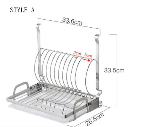 Kitchen stainless steel with folding drip tray design wall-mounted storage pendant tableware rack LU4191 - Цвет: style A