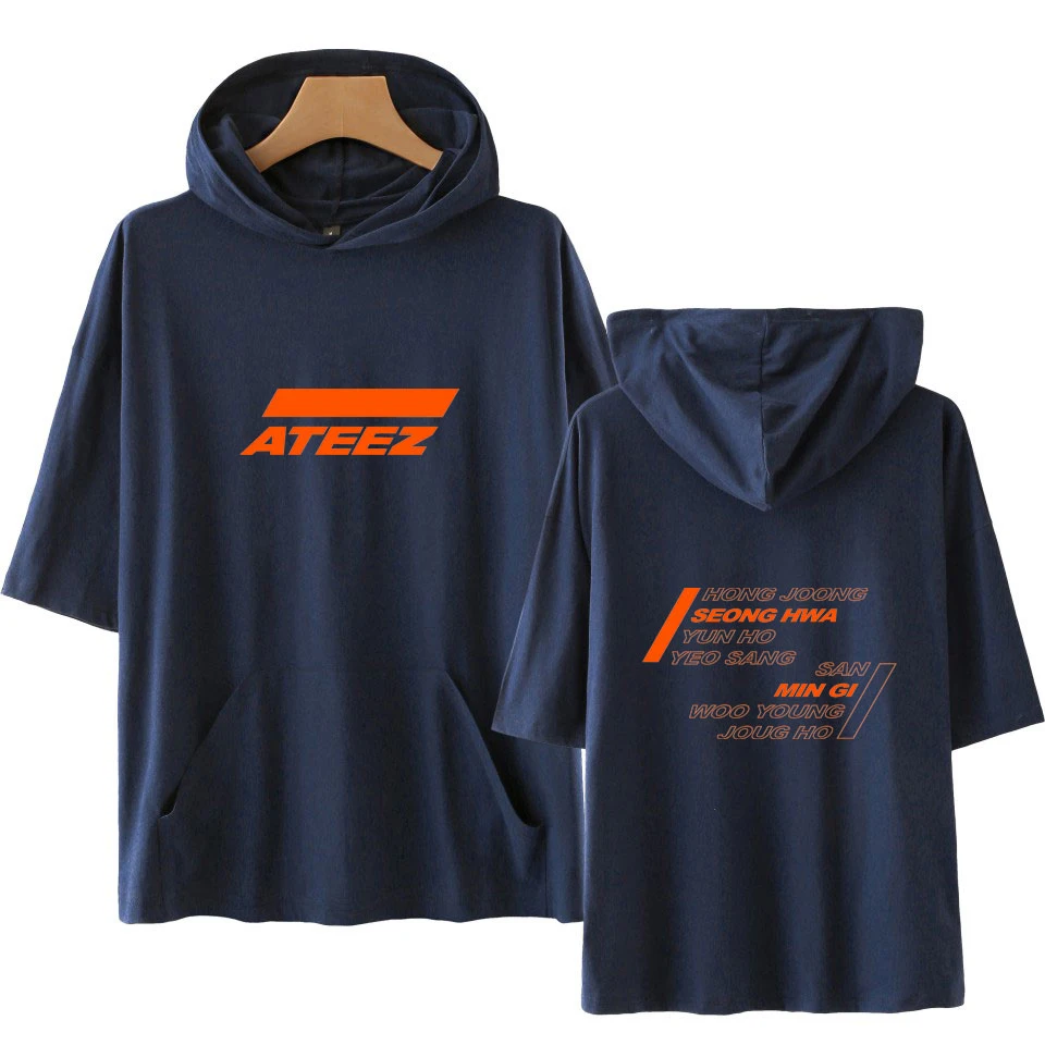 Мужские и женские футболки FADUN TOMMY 2019 ATEEZ с капюшоном однотонные летняя модная