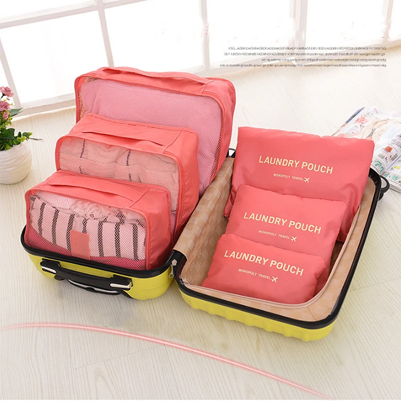 

Storage Packing Cube Travel Bag System Durable 6 Pieces Set Large Capacity Of Bags Unisex Waterproof clothing sorting bag