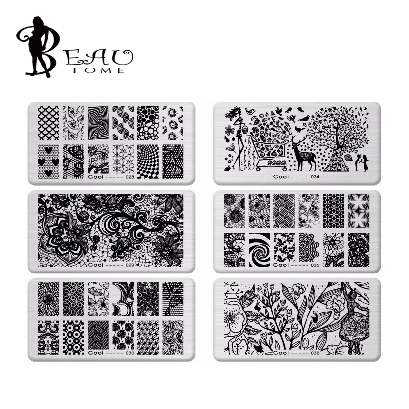 

Nail Art 1 Pcs Nail Template 36 Design Cooi Series Plate Stainless Steel Image Konad Nail Art Stamping Template DIY Nail Tool