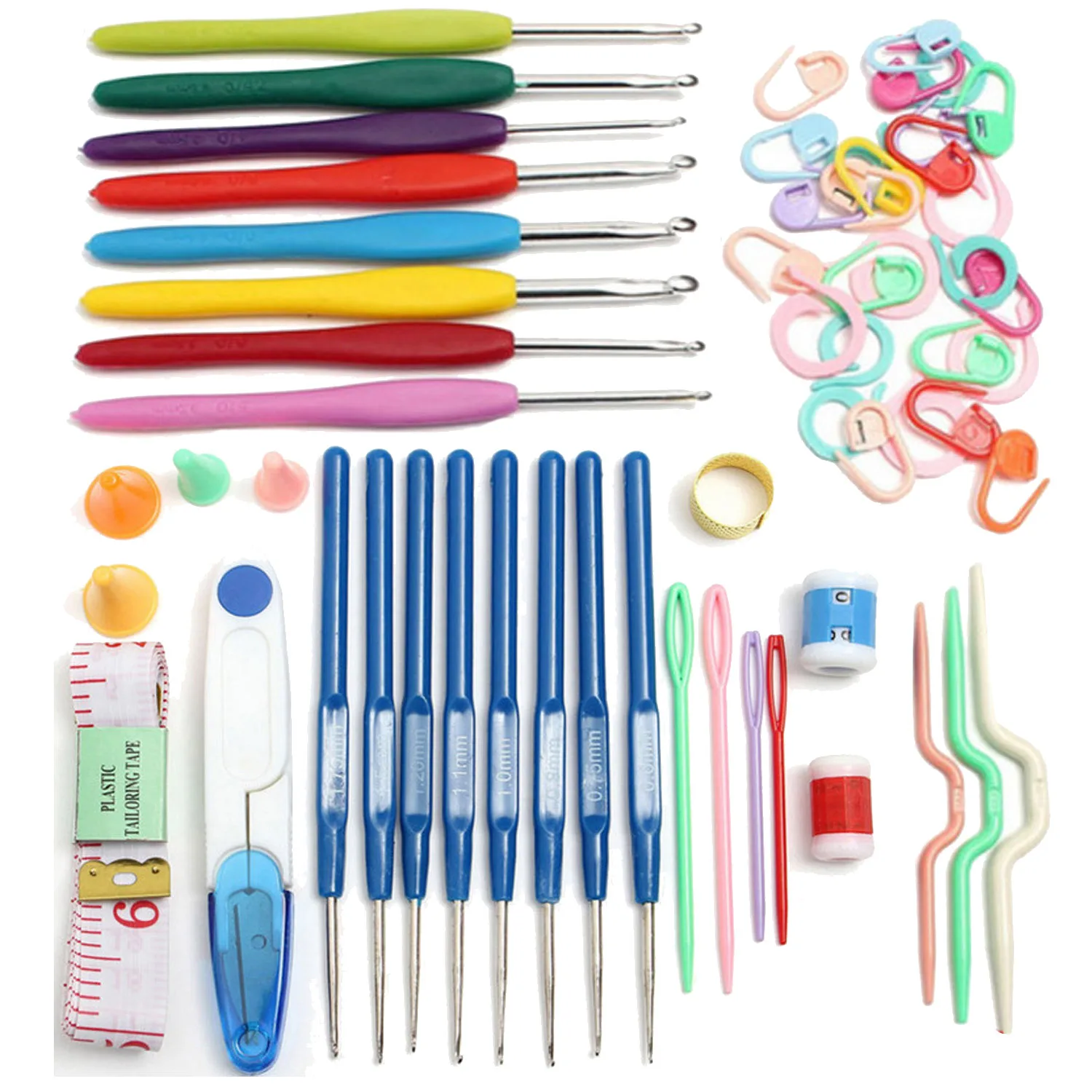 

33PCS Crochet Hooks Knitting Needle Hook Needle Set Tools Crooked Needle Row Counter&Storage Case kit de costura Accessory