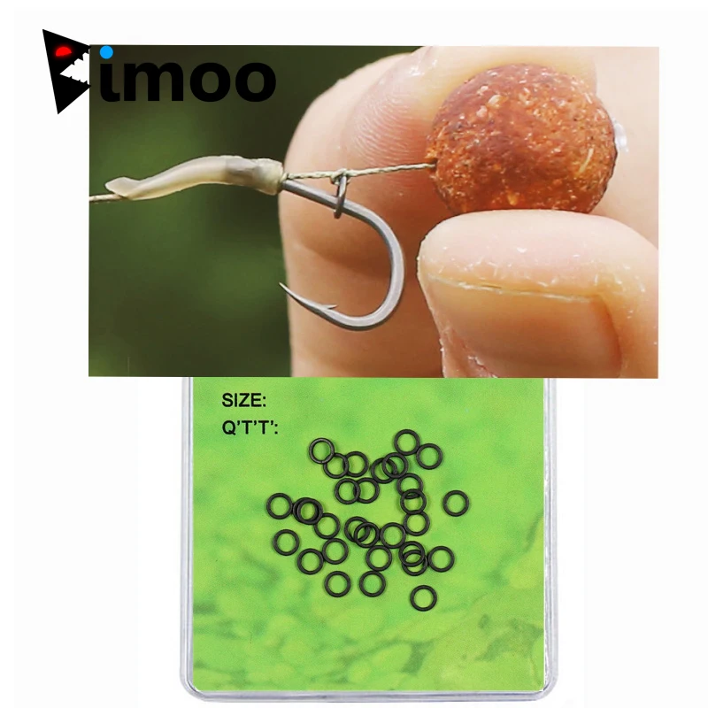 Bimoo 30 قطعة الكارب ملحقات صيد سمك تزوير خواتم 2.0 مللي متر 2.5 مللي متر 3.2 مللي متر 3.7 مللي متر رد فعل سلبي تزوير خاتم جولة مات أسود محطة معالجة