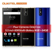 Original OUKITEL K3 5.5 inch 4G Smartphone 6000mAh 4GB+64GB 16.0MP+2.0MP Mobile Phone MTK6750T Octa Core Android 7.0 Cellphone