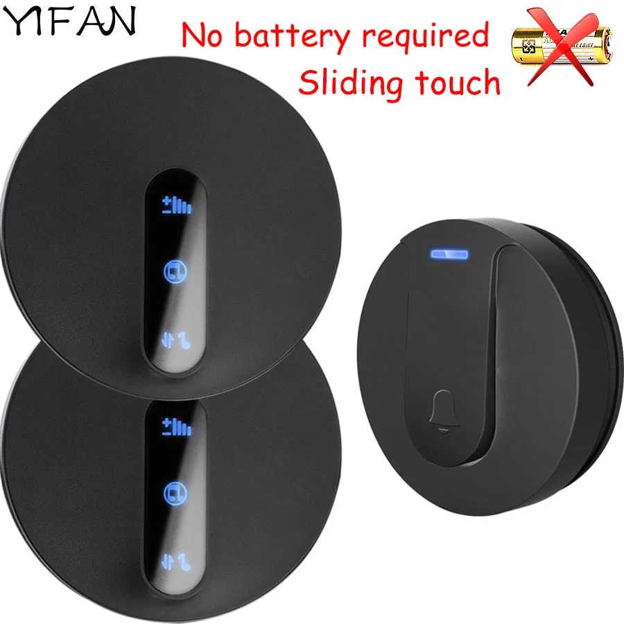 

YIFAN self powered Waterproof Wireless DoorBell Door Bell ring 180M lange no battery EU plug 1 button 1 2 Receiver 110V 220v