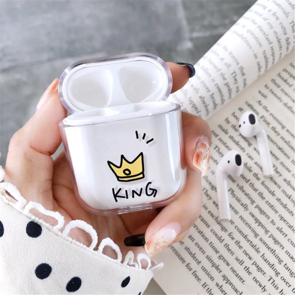 

Earphone Case For Apple Airpods Transparent Hard PC For AirPods Protective Cover Cute Cartoon Wireless Earphone Cases