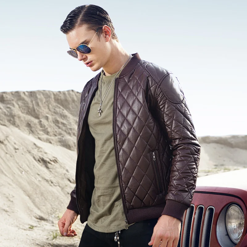Argyle jaket для мужчин повседневное кожаная куртка Slim Fit Толстые бейсболка пальто
