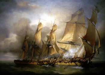 

Artist"s work Lvan Hand-painted home decoration Oil Painting 36x24in on Canvas : Seascape , Naval battle .