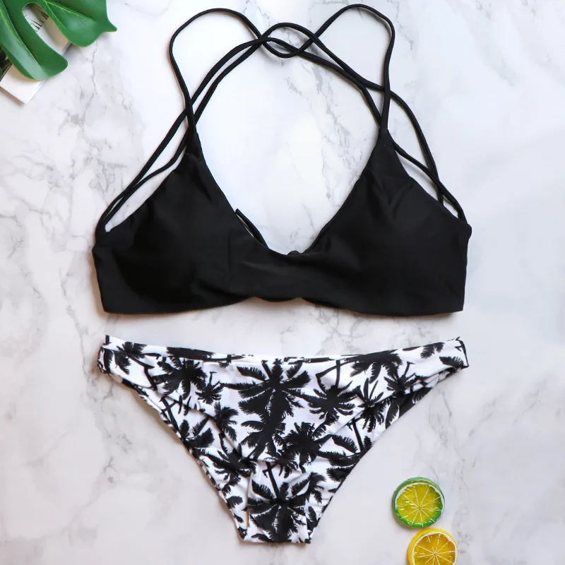 2019 Summer Backless Bandage Swimwear Women Low Waist Sexy Bikini Set Padded Push Up Swimsuit Female Brazilian |