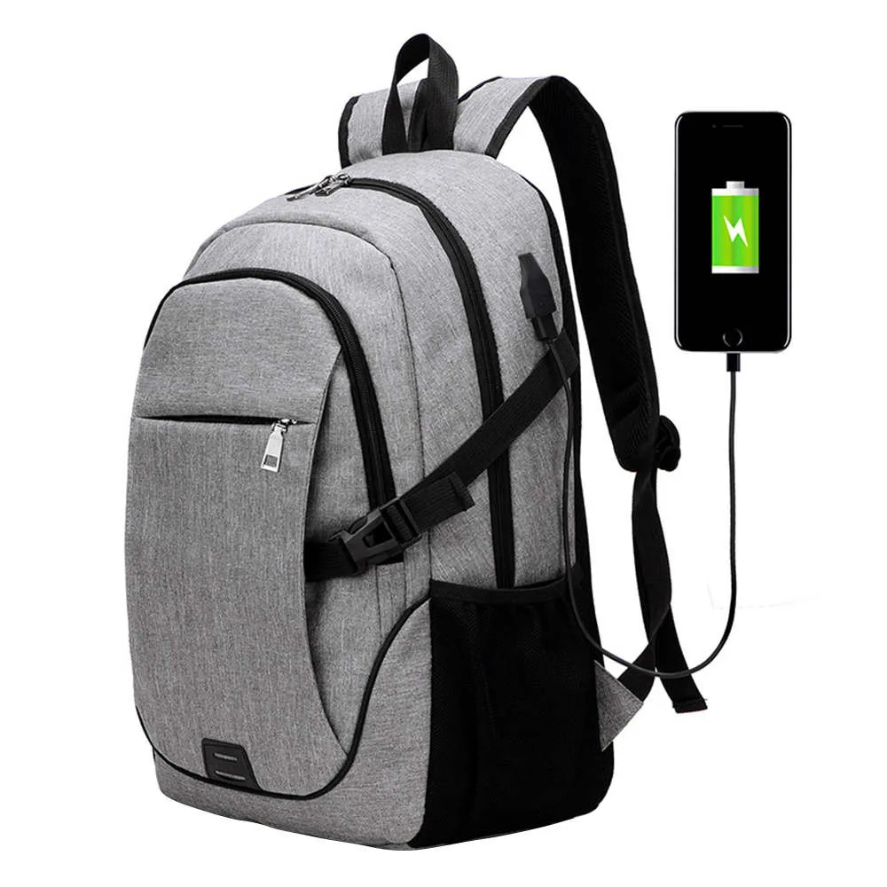 Computer Laptop USB Charging Backpack School Bag Pack Adult Student Bag ...