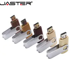 JASTER поворотный деревянный USB флэш-накопитель 2,0 4 ГБ 8 ГБ 16 ГБ 32 ГБ 64 ГБ поворачивающийся металлический корпус настраиваемый логотип компании