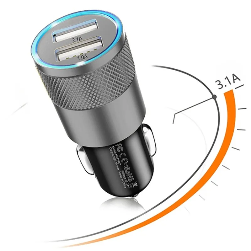 

5V 2.1A Mini USB Car Charger For iPhone 7 8 6 Plus Tablet GPS Fast Car-Charger Dual USB For iPhone 6S 5 5S Phone Charger Adapter