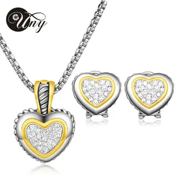 

UNY gold crystal Jewelries Sets zircon heart Jewelry Set earring design women jewelries sets fashion jewelry Christmas Present
