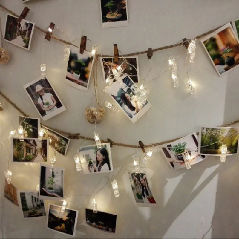 

LED Clip String Lights USB / Battery Power Card Photo New Year Garland Christmas Outdoor Indoor Fairy Lights