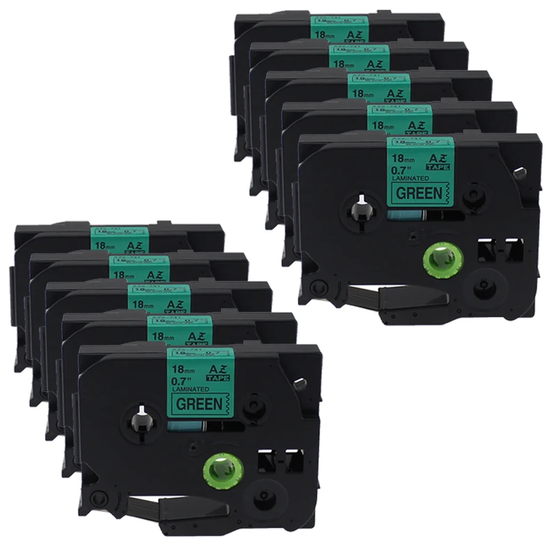 

10 PCS 18mm tze741 tze 741 tze-741 Compatible for Brother Laminated Label Ptouch Tapes ,Black on Green