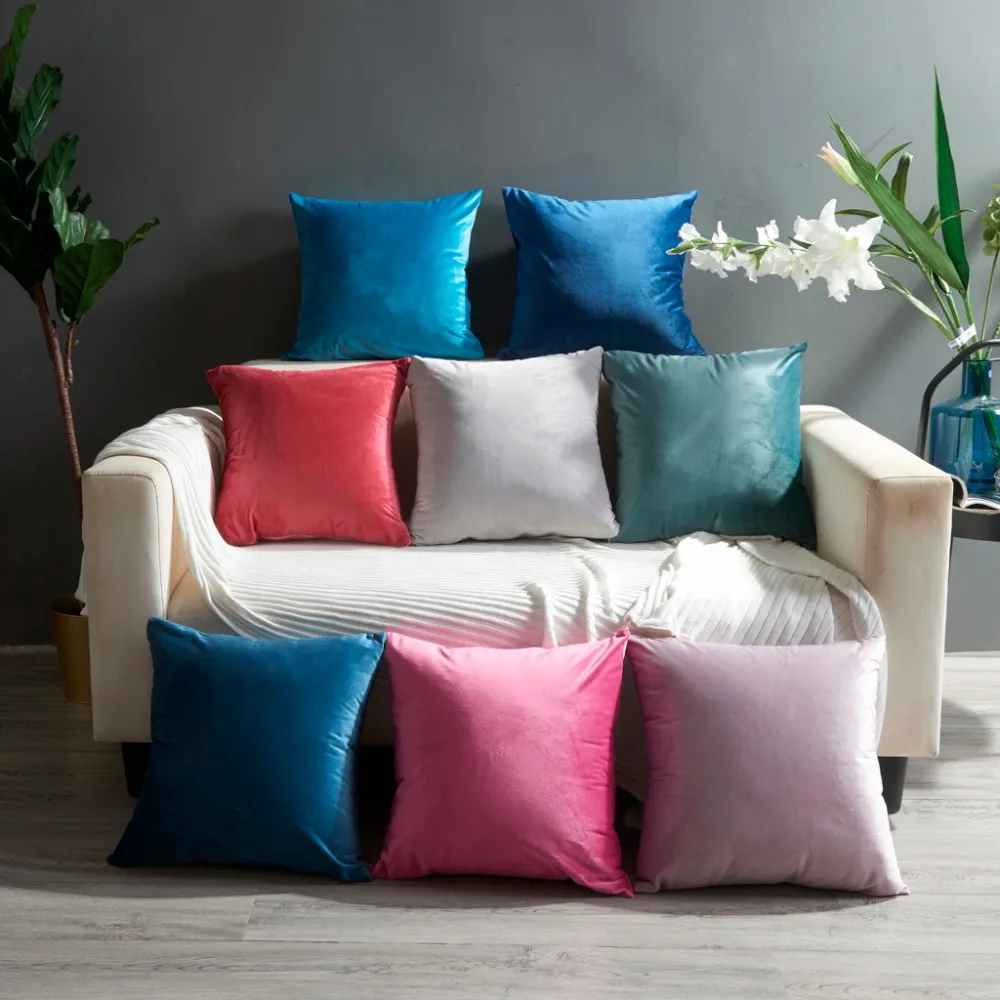 

NAI YUE Square Super soft Velvet Pillowcases Solid Cushion Cover Pillow Covers Pillow Case Waist Cover Simple Style Home Decor