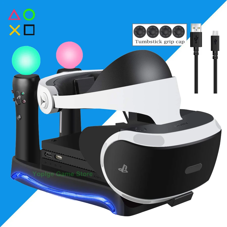 Стойка для хранения PS4 PS VR с 2 зарядными портами держатель гарнитуры со