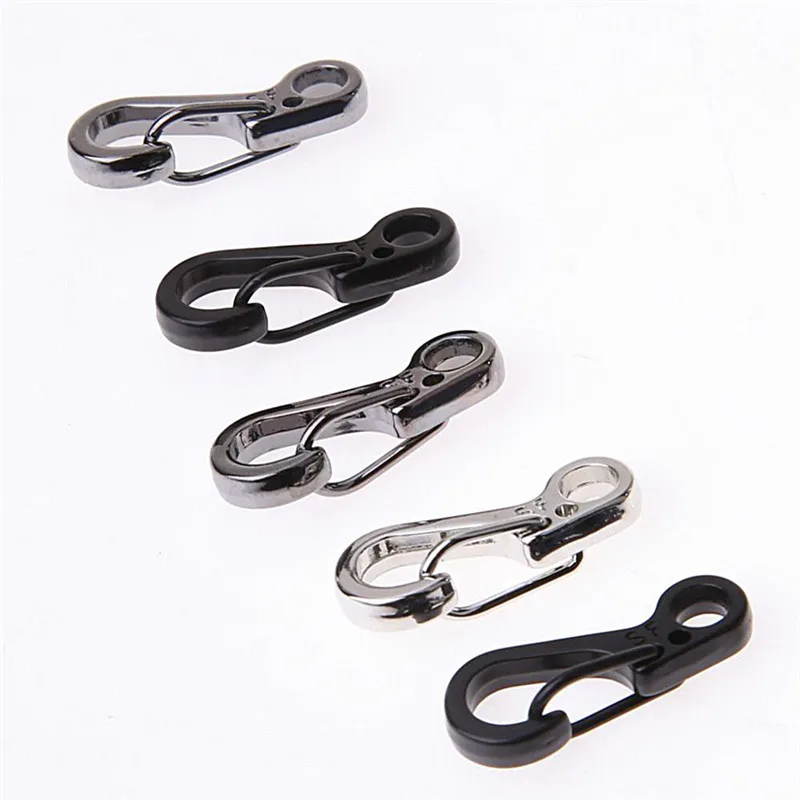 

5pcs/lot Mini Spring Cord Buckle Keychain Clasp Snap Hook Carabiner Mountainer Keyring 3 Colors 2.5cm*0.8cm