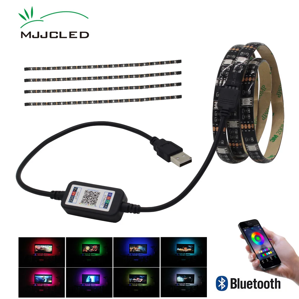 ТВ Подсветка USB RGB Светодиодные ленты Bluetooth 5V Тира СВЕТОДИОДНАЯ лента SMD 5050 гибкая