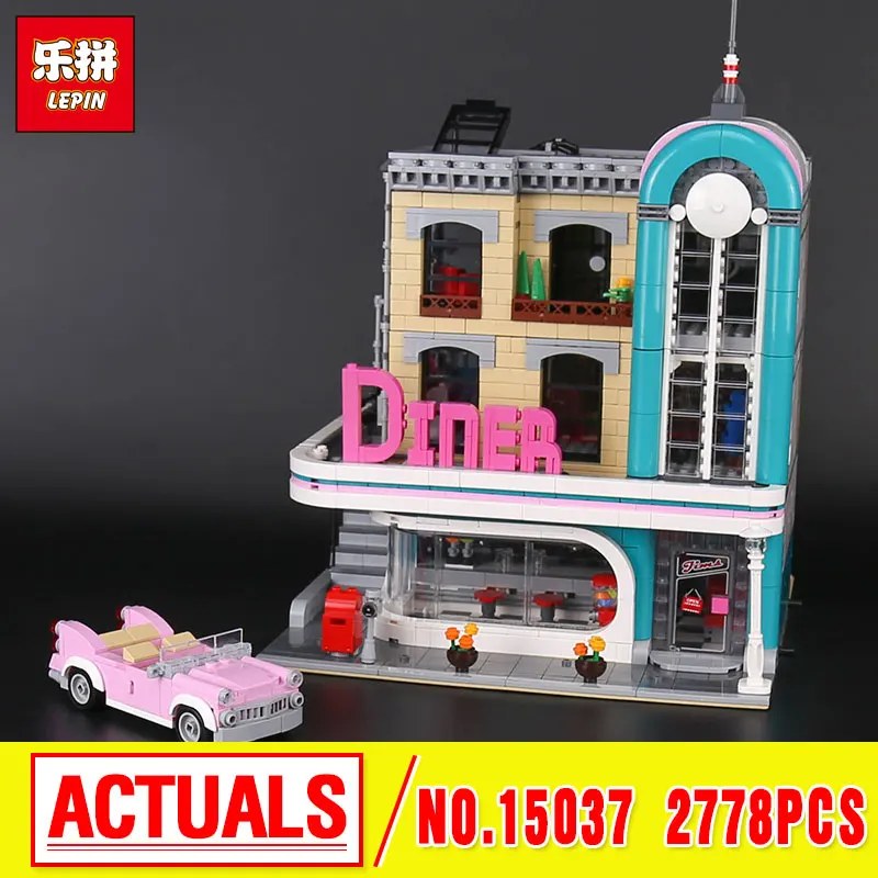 

Lepin 15037 Genuine 2778Pcs Streetview Series The Downtown Diner Set Building Blocks Bricks birthday christmas Gifts