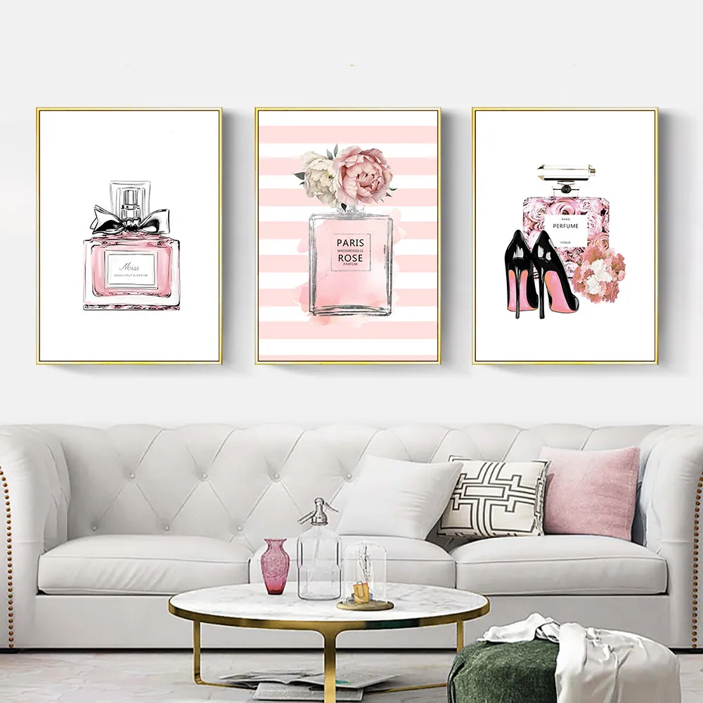 Abstract Painting Poster Perfume Art Print Canvas Poster Pink Picture Fashion Canvas Art Posters And Prints Living Room Unframed